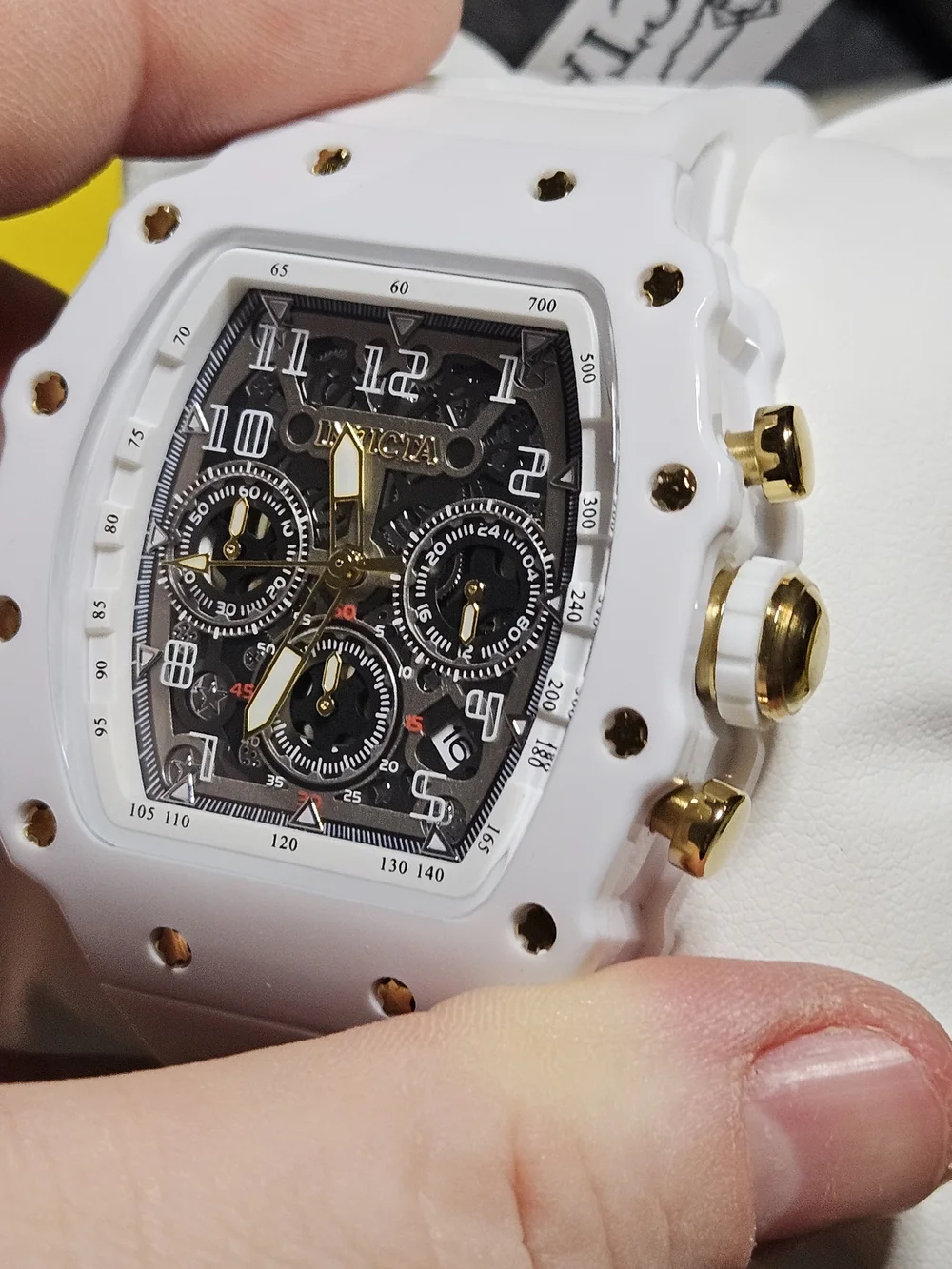 Invicta Racing Men’s White and Gold Chronograph Watch